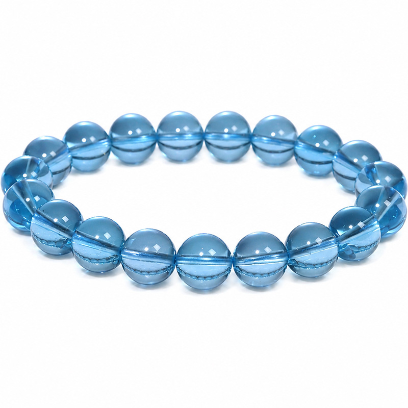 〔K2211-2〕【トップクオリティ】 約10mm スイスブルートパーズ ブレスレット Swiss Blue Topaz