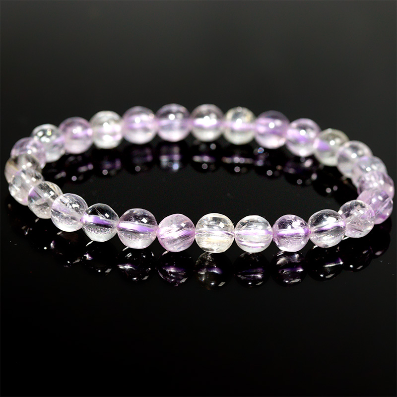 〔K2213-12〕約6mm キャッツアイクンツァイト スポジュメン Kunzite ブレスレット