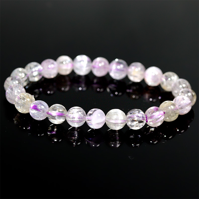 〔K2213-18〕約7mm キャッツアイクンツァイト スポジュメン Kunzite ブレスレット