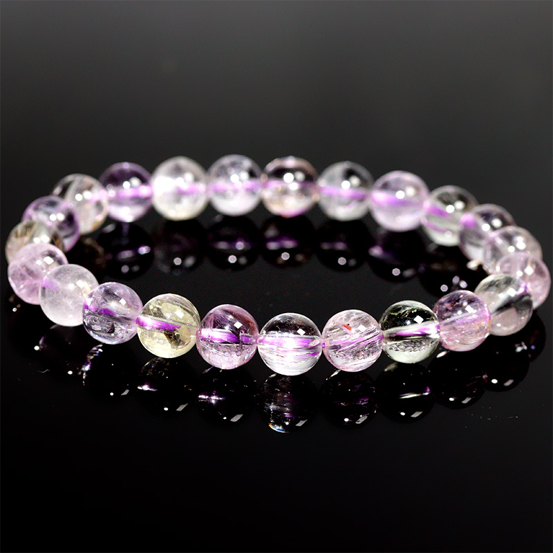 〔K2213-21〕約8mm キャッツアイクンツァイト スポジュメン Kunzite ブレスレット