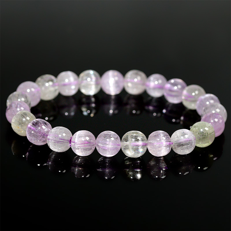 〔K2213-8〕約8mm キャッツアイクンツァイト スポジュメン Kunzite ブレスレット