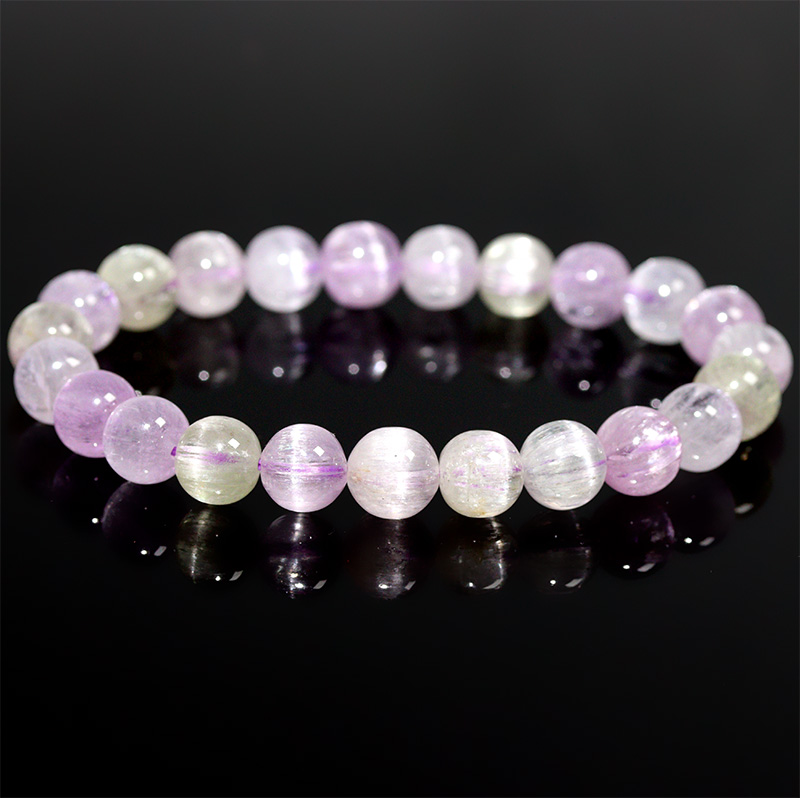 〔K2213-9〕約8mm キャッツアイクンツァイト スポジュメン Kunzite ブレスレット