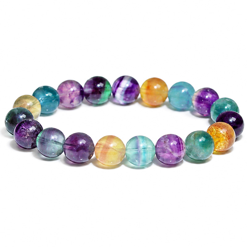 〔K2222-10m〕約10mm フローライト ブレスレット 蛍石 Fluorite【ランダム発送】