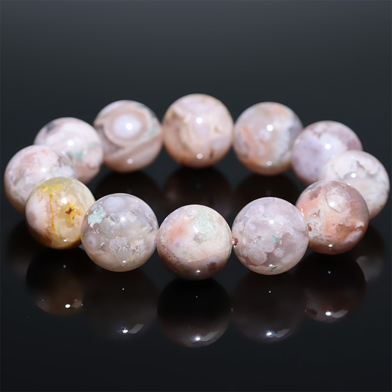 〔K2225〕約17mm 高品質 桜瑪瑙  チェリーブロッサムアゲート ブレスレット Cherry Blossom Agate