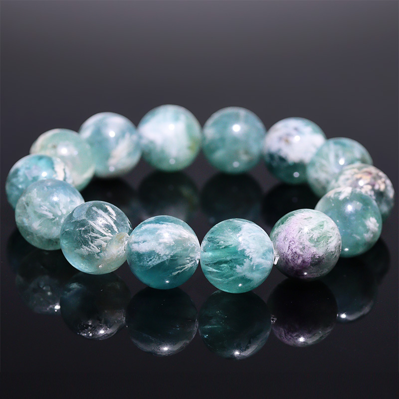 〔K2226〕約16mm ブルーグリーンエンジェルフェザーフローライト ブレスレット 蛍石 Angel Feather Fluorite