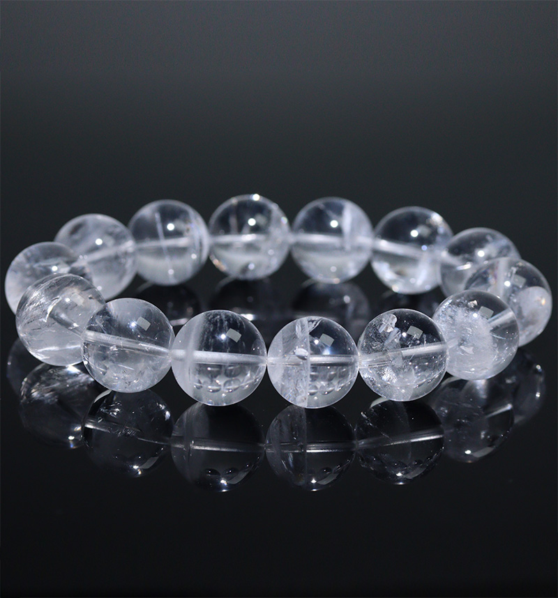 〔K2228〕約16mm アイリスホワイトファントムクォーツ ブレスレット 白い幻影と虹の輝き