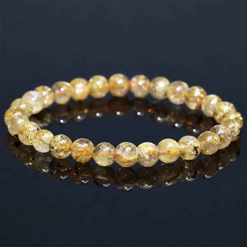 〔K2241〕お買い得 約6mm ルチルクォーツ ブレスレット Rutilated Quartz