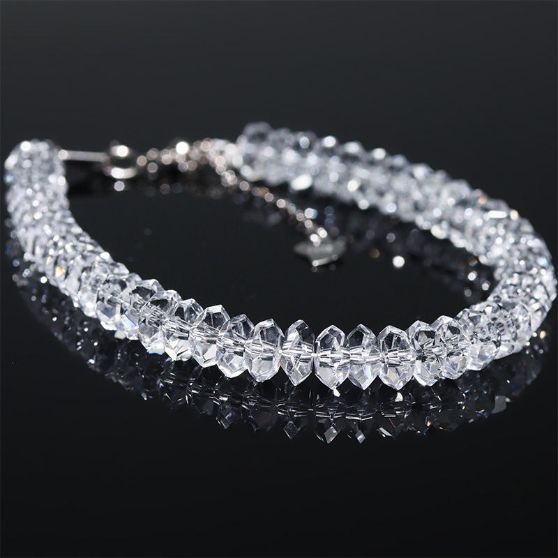 〔K2247〕高品質 約6mm ニューヨーク産ハーキマーダイヤモンド ブレスレット Herkimer Diamond