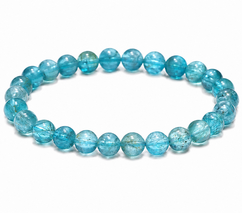 〔K2250〕約6mm 高品質 ブルーアパタイト《Apatite／燐灰石》爽やかアクアブルー 天然石ブレスレット
