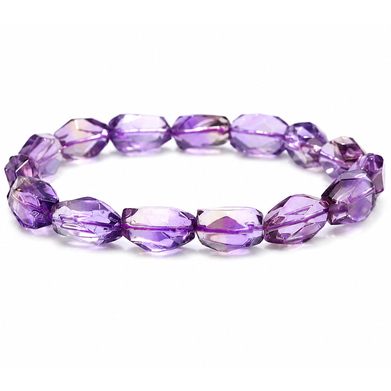 〔K2251-1〕上品な淡紫カラー アメトリン《Ametrine／紫黄水晶》カットビーズ ブレスレット