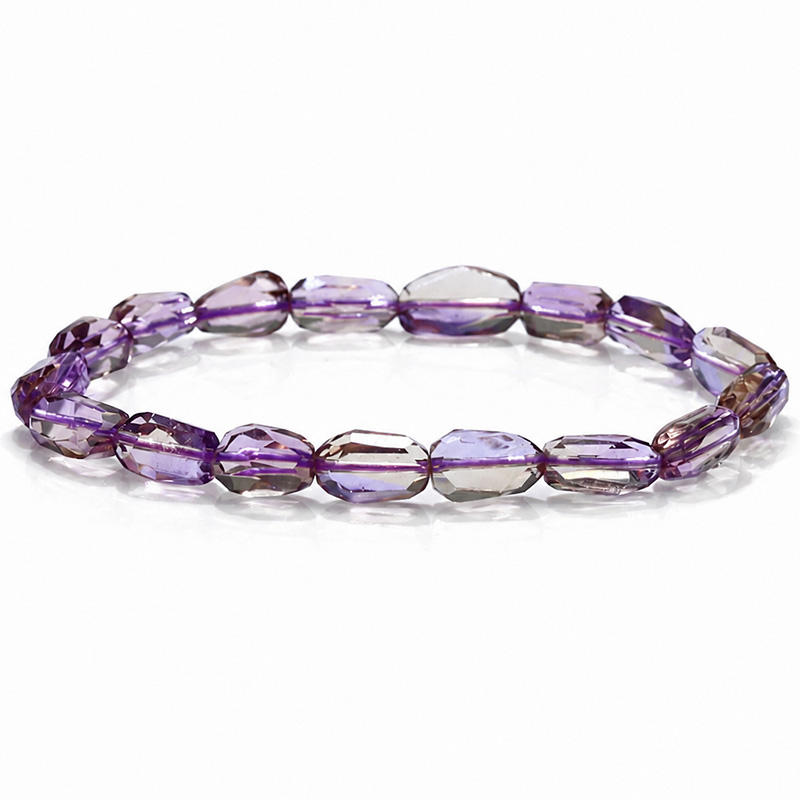 〔K2251-3〕上品な淡紫カラー アメトリン《Ametrine／紫黄水晶》カットビーズ ブレスレット