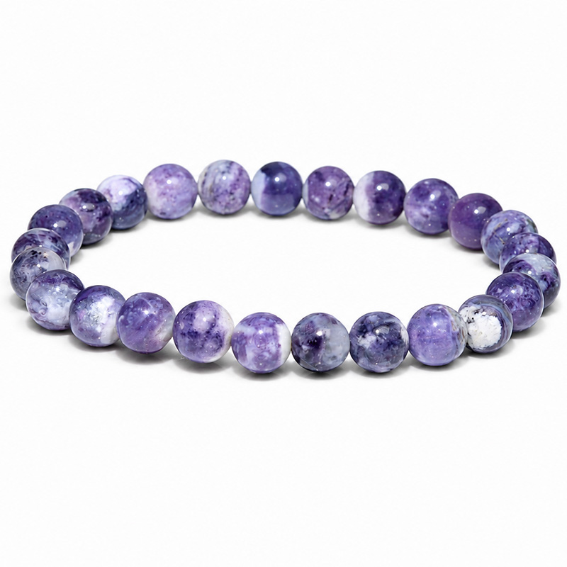 〔K2253-12〕約8mm ラベンダーパープル ティファニーストーン《Tiffany Stone》希少天然石ブレスレット