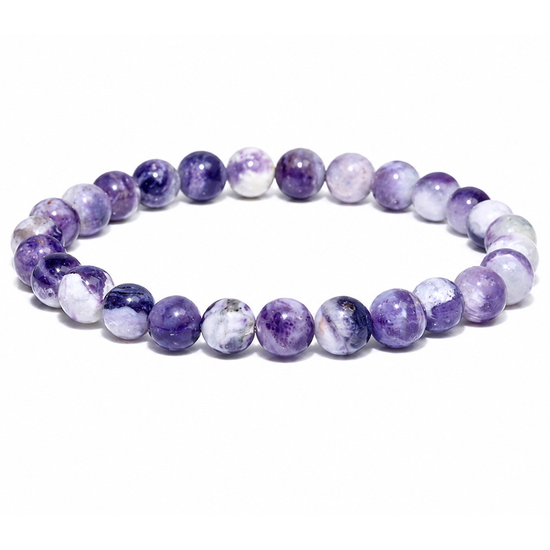 〔K2253-22〕約7mm ラベンダーパープル ティファニーストーン《Tiffany Stone》希少天然石ブレスレット