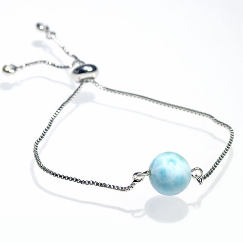 〔K2254〕ラリマーの一粒ブレスレット/Larimar Single-Bead Bracelet【FOREST 天然石 パワーストーン】