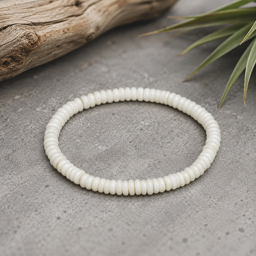 〔K2255〕バッファローボーン ブレスレット（Buffalo Bone Bracelet）天然素材 ナチュラル ホワイト ディスクカット