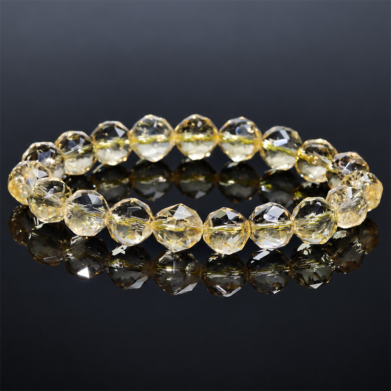 〔K2281〕【高品質】約10mm シトリン スターカットブレスレット / 眩い黄金色の閃光（Citrine）