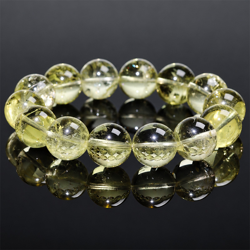 〔K2282-1〕大粒・高透明】約17mm シトリンブレスレット / 爽やかなレモンゴールドの輝き（Citrine）