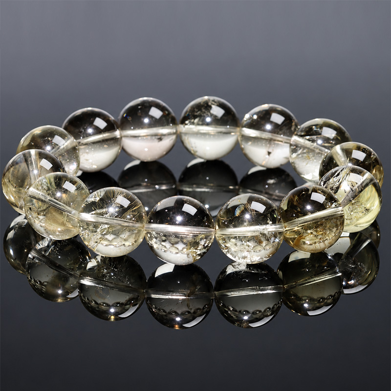 〔K2282-2〕大粒・高透明】約17mm シトリンブレスレット / 爽やかなレモンゴールドの輝き（Citrine）