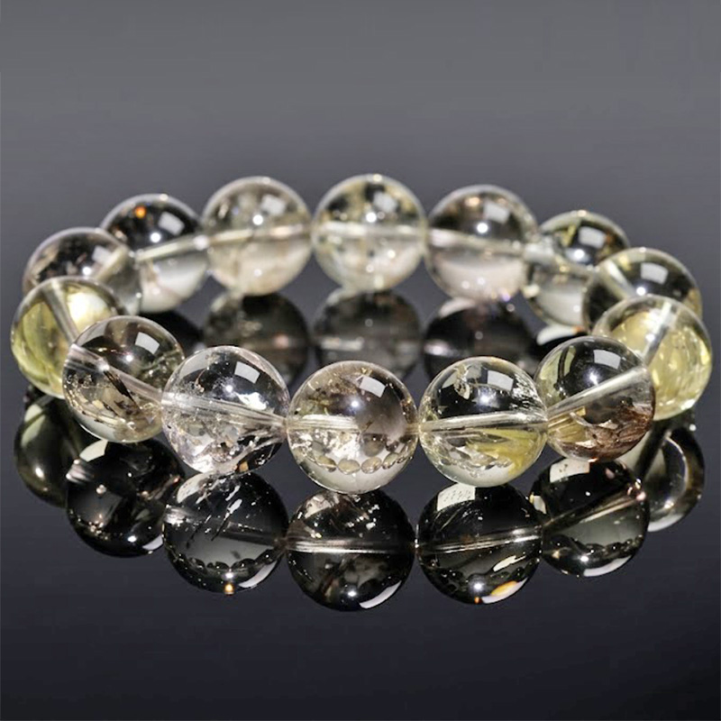 〔K2282-3〕大粒・高透明】約17mm シトリンブレスレット / 爽やかなレモンゴールドの輝き（Citrine）