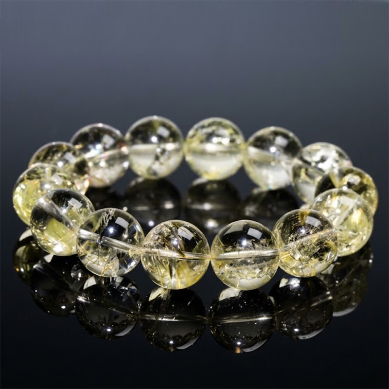 〔K2282-4〕大粒・高透明】約17mm シトリンブレスレット / 爽やかなレモンゴールドの輝き（Citrine）