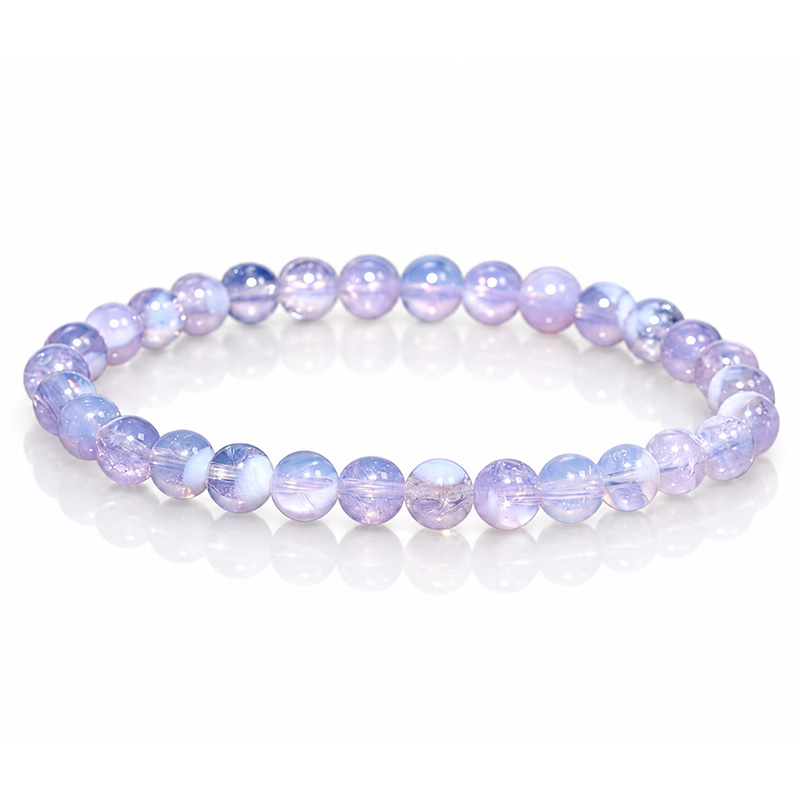 〔K2291〕約6mm スコロライト ブレスレット ～淡いラベンダーの輝き～ Scorolite Bracelet／ラベンダークォーツ
