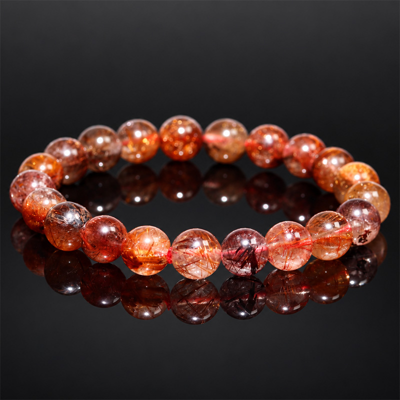 〔K2293-2〕約9mm ミックスルチルクォーツ ブレスレット ～彩り豊かな針状の輝き～ Rutilated Quartz 金紅石入り水晶