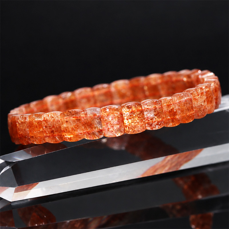 〔K2295〕約7-8mm サンストーン バングルブレスレット ～太陽のようなオレンジの輝き～ Sunstone Bracelet 日長石