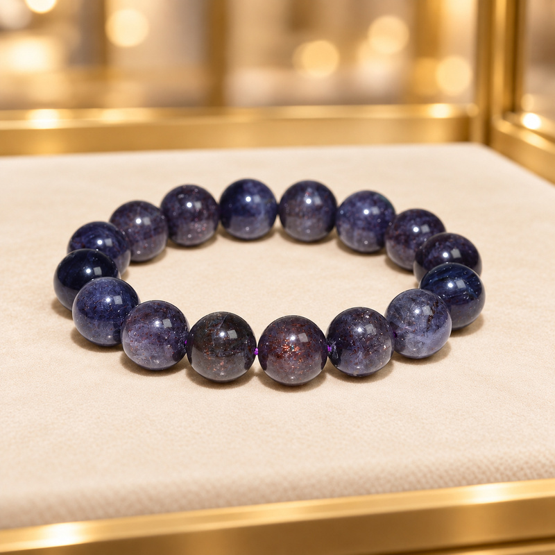 〔K2299-6〕約13mm アイオライトサンストーン ブレスレット ～夜空にきらめく赤銅色の輝き～ Iolite Sunstone 菫青石