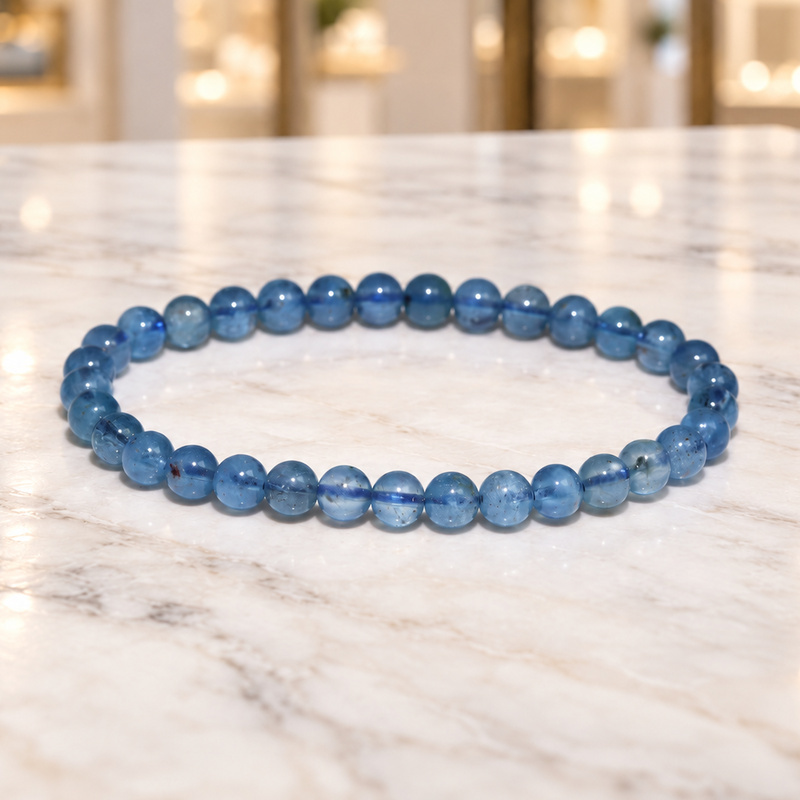〔K2300-1〕【スーパーセール】約5mm アクアマリン Moss Aquamarine 藍玉 丸玉ブレスレット【ランダム発送】