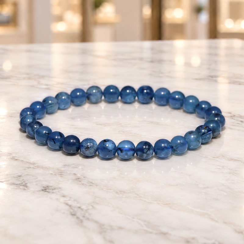 〔K2301〕【スーパーセール】約6mm モスアクアマリン Moss Aquamarine 藍玉 丸玉ブレスレット【ランダム発送】