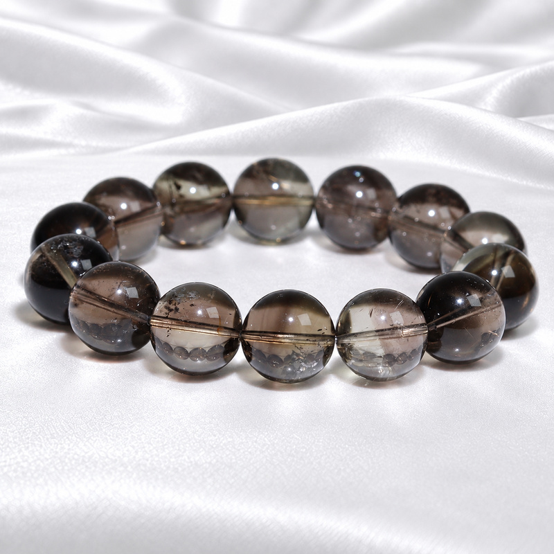 〔K2303-1〕約16.5mm スモーキーシトリン Smoky Citrine ゼウスクォーツ 丸玉ブレスレット