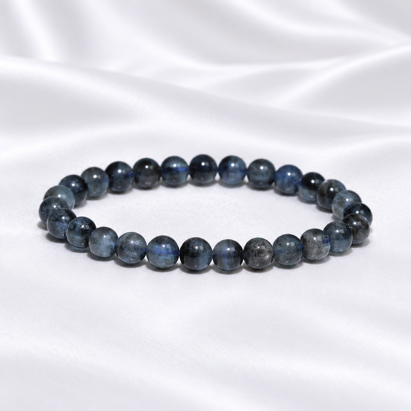 〔K2307-1〕約6.6mm スターアクアマリン  Star Aquamarine 藍玉  丸玉ブレスレット