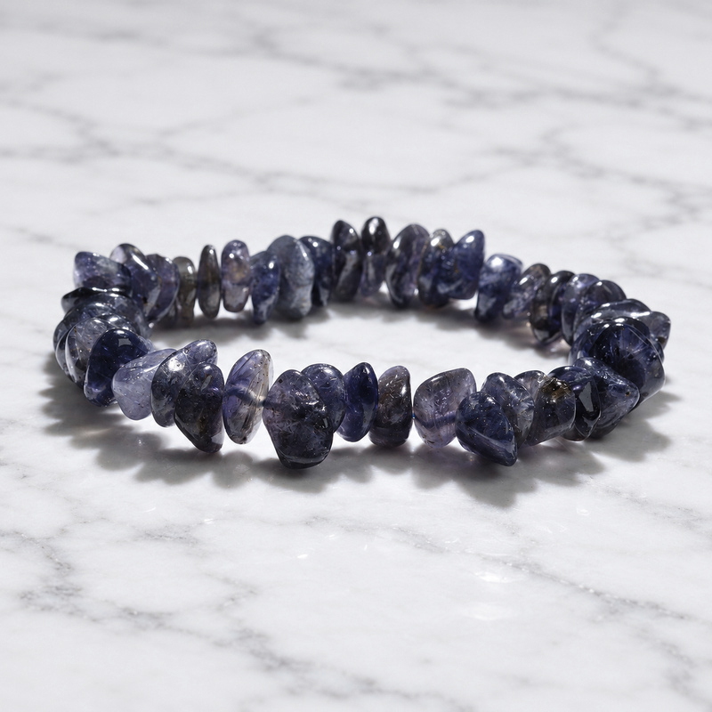 〔K2310-2〕深みのある青紫 アイオライト Iolite 菫青石 タンブルブレスレット