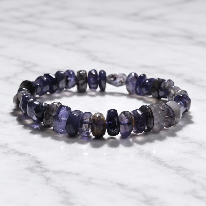 〔K2310-3〕深みのある青紫 アイオライト Iolite 菫青石 タンブルブレスレット