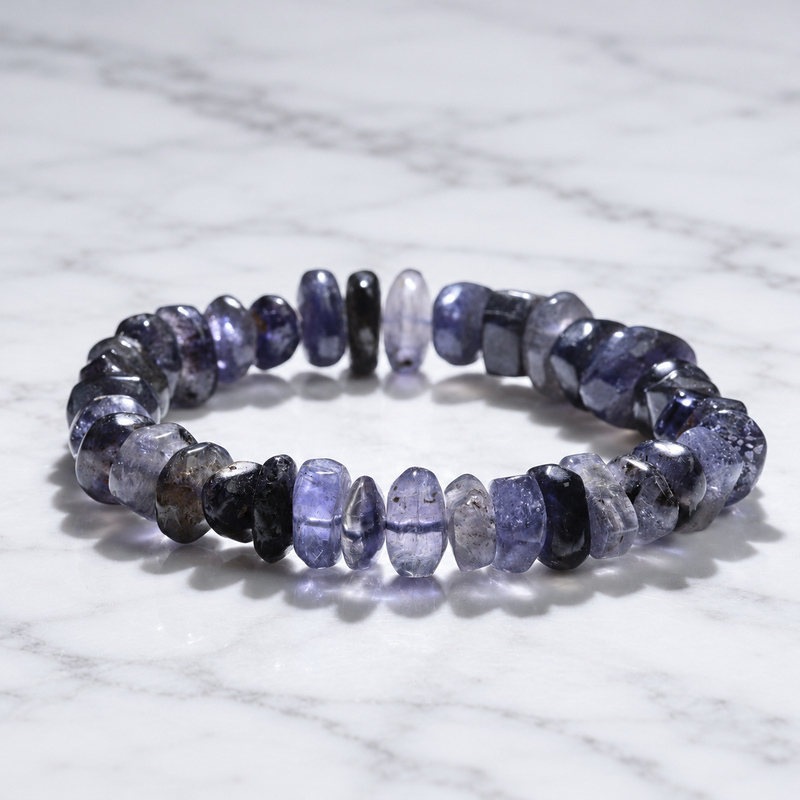 〔K2310-4〕深みのある青紫 アイオライト Iolite 菫青石 タンブルブレスレット