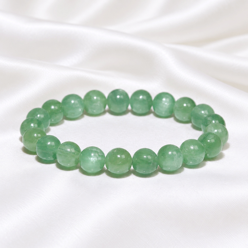 〔K2311-3〕約8.5mm 美しいシラー グリーンカイヤナイト Green Kyanite 藍晶石 丸玉ブレスレット