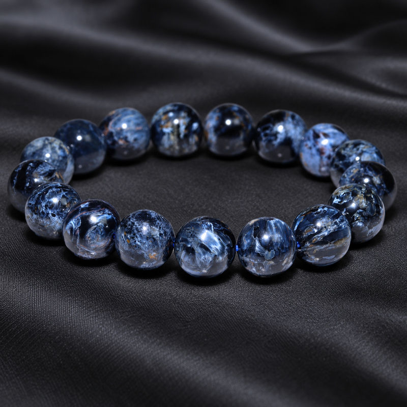 〔K2319-3〕約11.7mm ブルーピーターサイト Blue Pietersite ナミビア産 角閃石 丸玉ブレスレット
