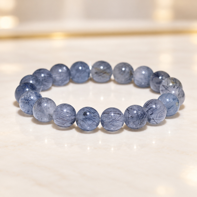〔K2320〕約10mm ブルールチルクォーツ Blue Rutile Quartz 藍針水晶 ブレスレット ブレスレット