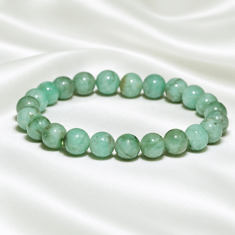 〔K2322-1〕約8mm 高品質 エメラルド Emerald 希少なライトカラー ブレスレット 誕生石