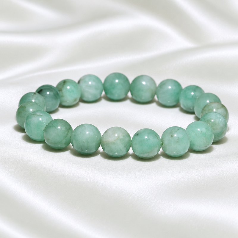 〔K2322-3〕約10mm 高品質 エメラルド Emerald 希少なライトカラー ブレスレット 誕生石