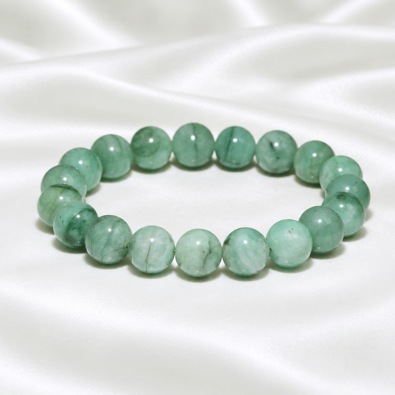〔K2322-4〕約10mm 高品質 エメラルド Emerald 希少なライトカラー ブレスレット 誕生石