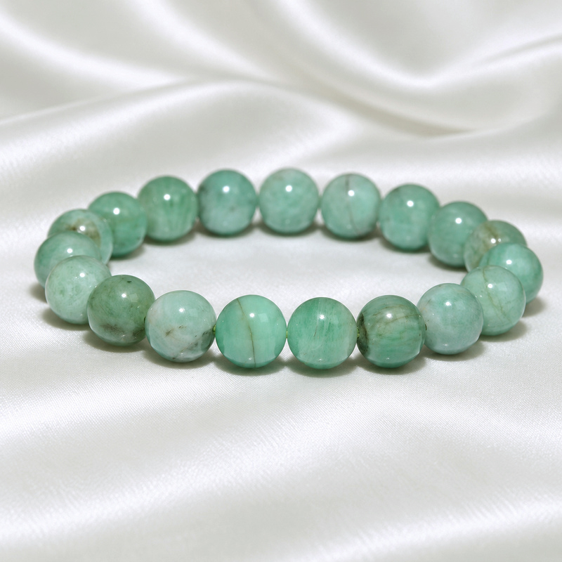 〔K2322-6〕約10mm 高品質 エメラルド Emerald 希少なライトカラー ブレスレット 誕生石