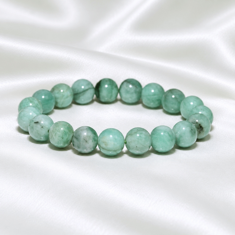 〔K2322-7〕約10mm 高品質 エメラルド Emerald 希少なライトカラー ブレスレット 誕生石