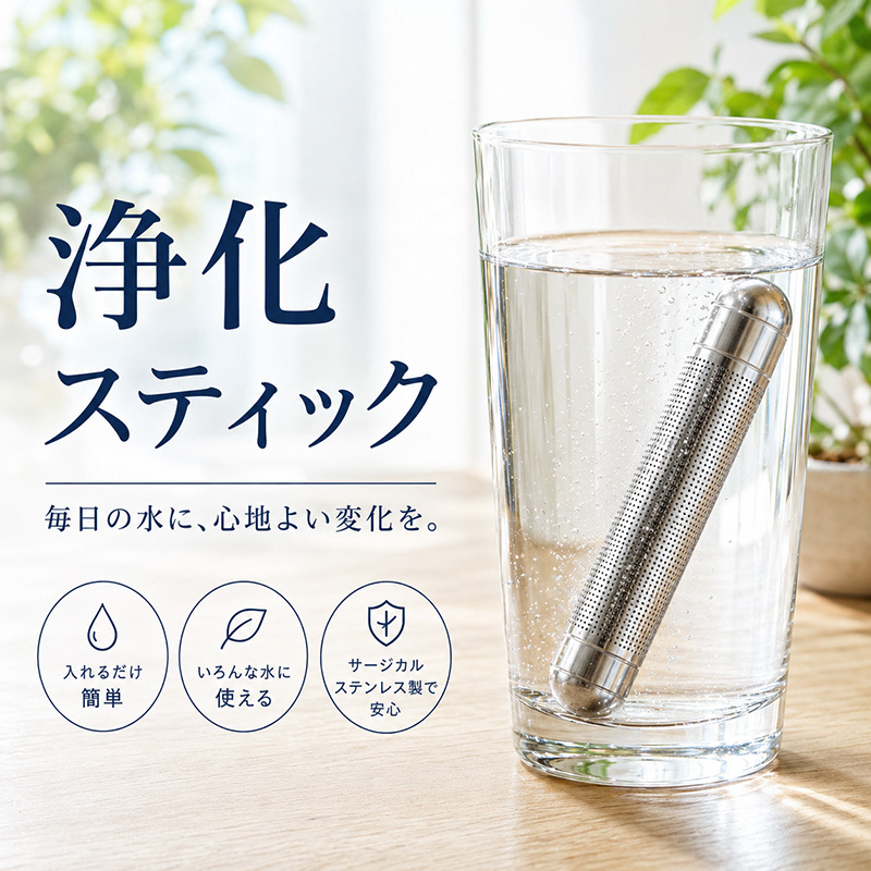 〔O51〕浄化スティック サージカルステンレス製 ウォータークレンジングスティック / Purification Stick