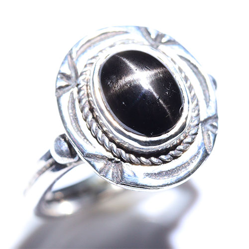 〔R487-2〕高品質 ダイオプサイト ブラックスター 指輪 リング 約13号 【FOREST  パワーストーン】