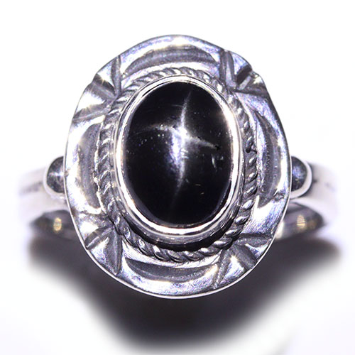 〔R487-3〕高品質 ダイオプサイト ブラックスター 指輪 リング 約13号 【FOREST  パワーストーン】