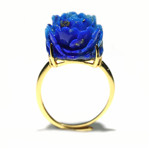 〔R489-2〕ラピスラズリ薔薇 指輪 リング サイズフリー  Lapis Lazuli【FOREST  パワーストーン】
