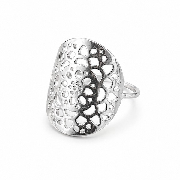 〔R493-2〕20号 SV925 レースフラワー透かしリング / Silver 925 Openwork Filigree Ring