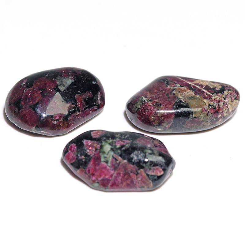 〔Z154-32〕3個入り 希少 ロシア産 ユーディアライト AAA タンブル Eudialyte